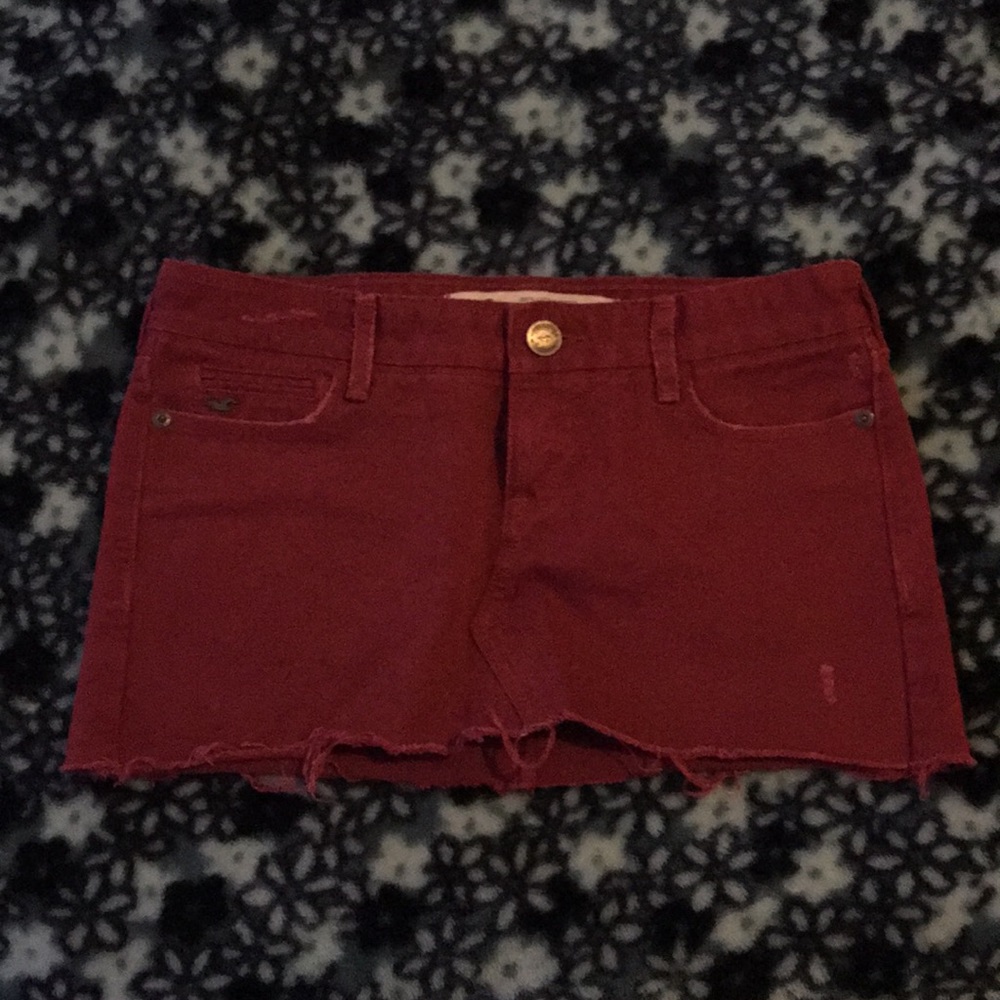 Red denim skirt